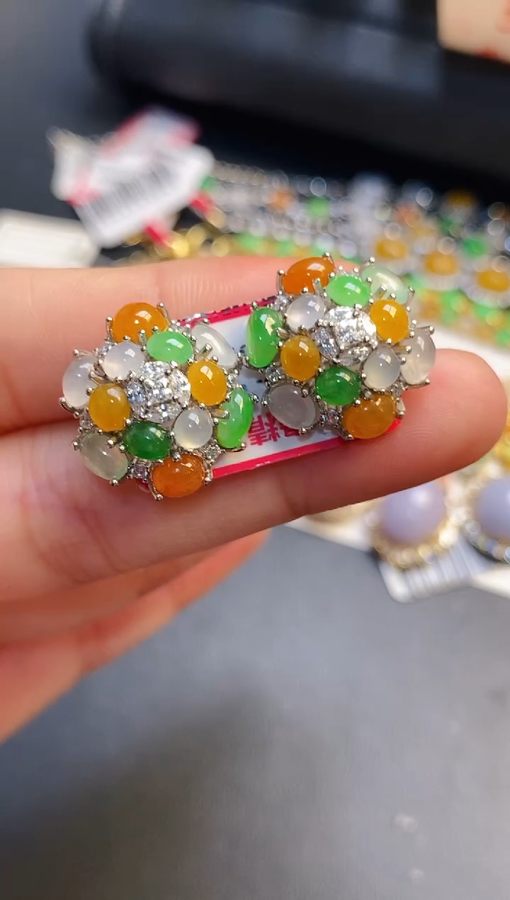 银S925镶嵌戒指翡翠天然