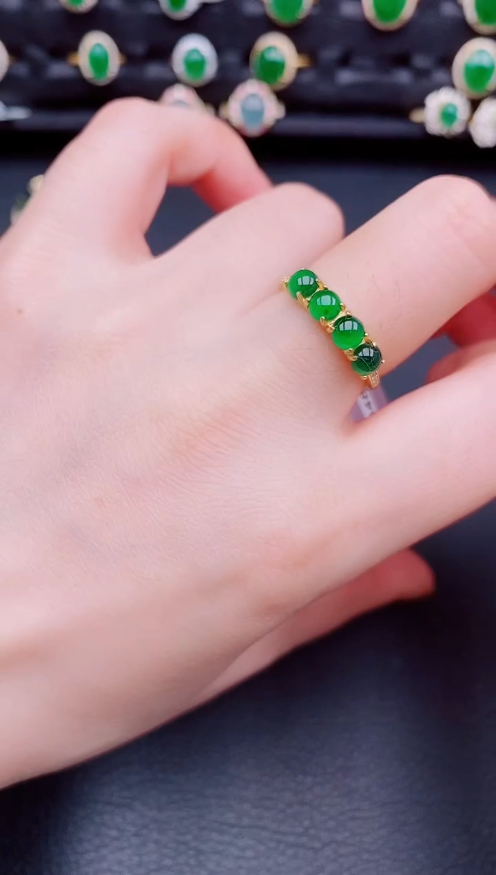 【闪购商品】翡翠戒指银S925镶嵌天然a货翡翠108