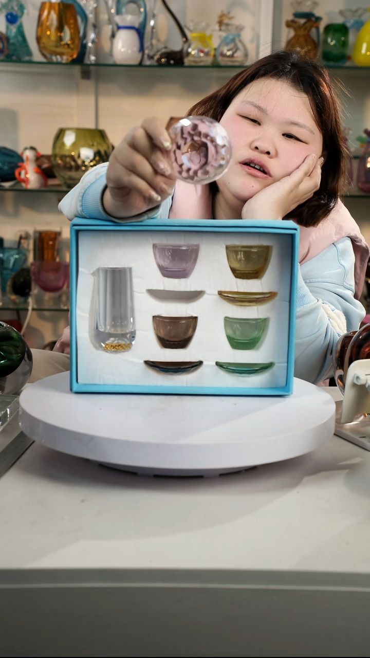 【闪购商品】琉璃茶具一套钻石刻磨黄金高货