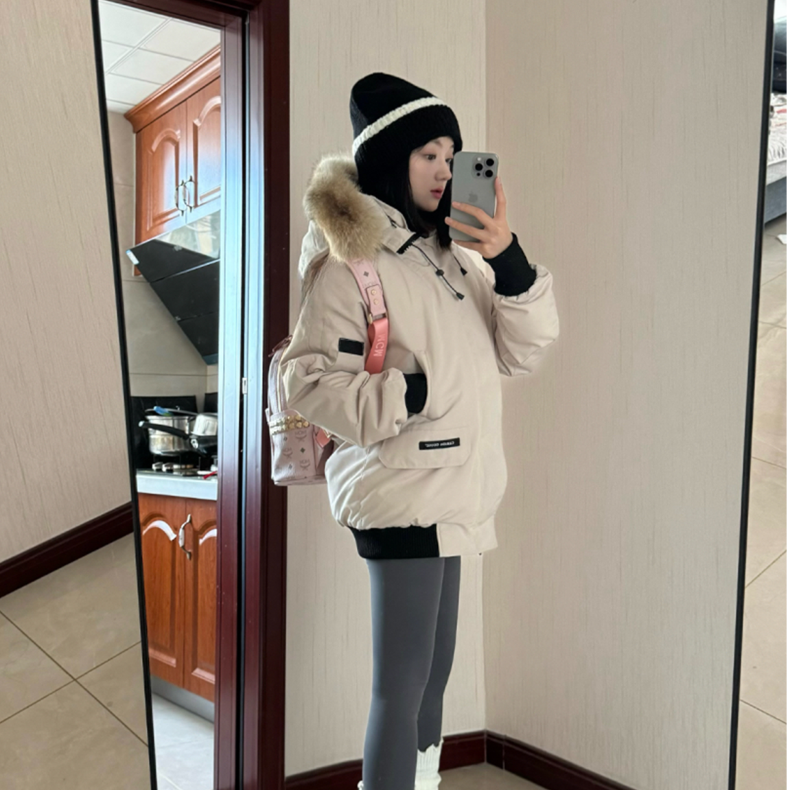 01款飞行员连帽防水防风保暖夹克短款羽绒服派克大衣