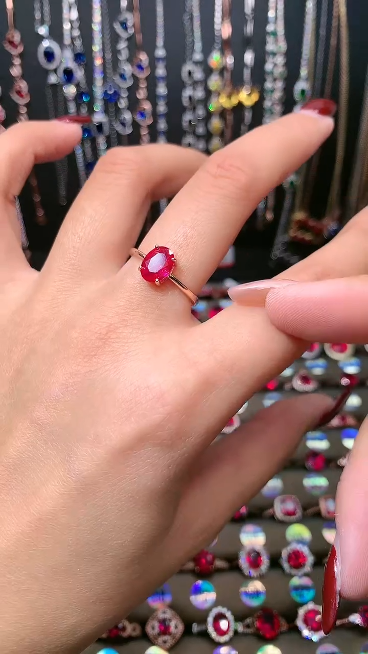 【闪购商品】红宝石戒指银S925镶嵌6.8玫瑰金