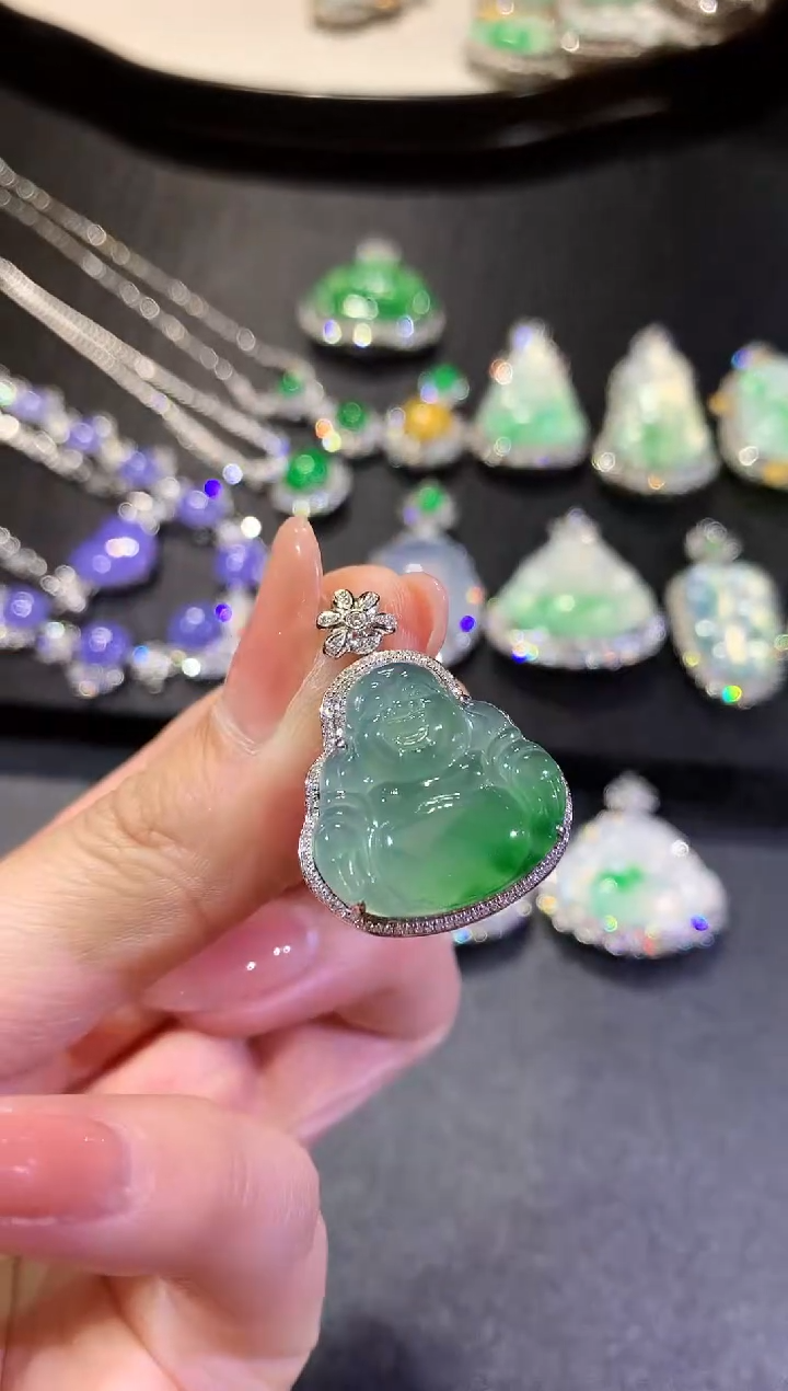 【闪购商品】翡翠吊坠(不含链)18K金镶嵌29-佛公