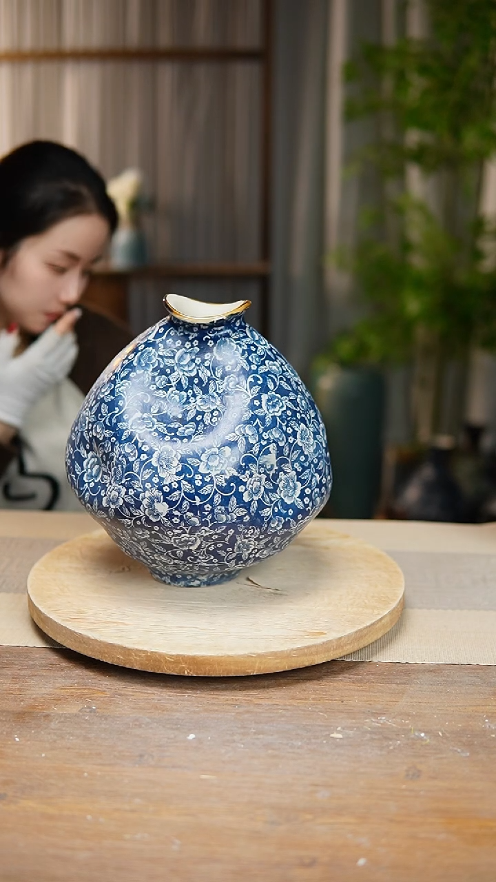 【闪购商品】陶瓷花器青花瓷芙蓉花大肚