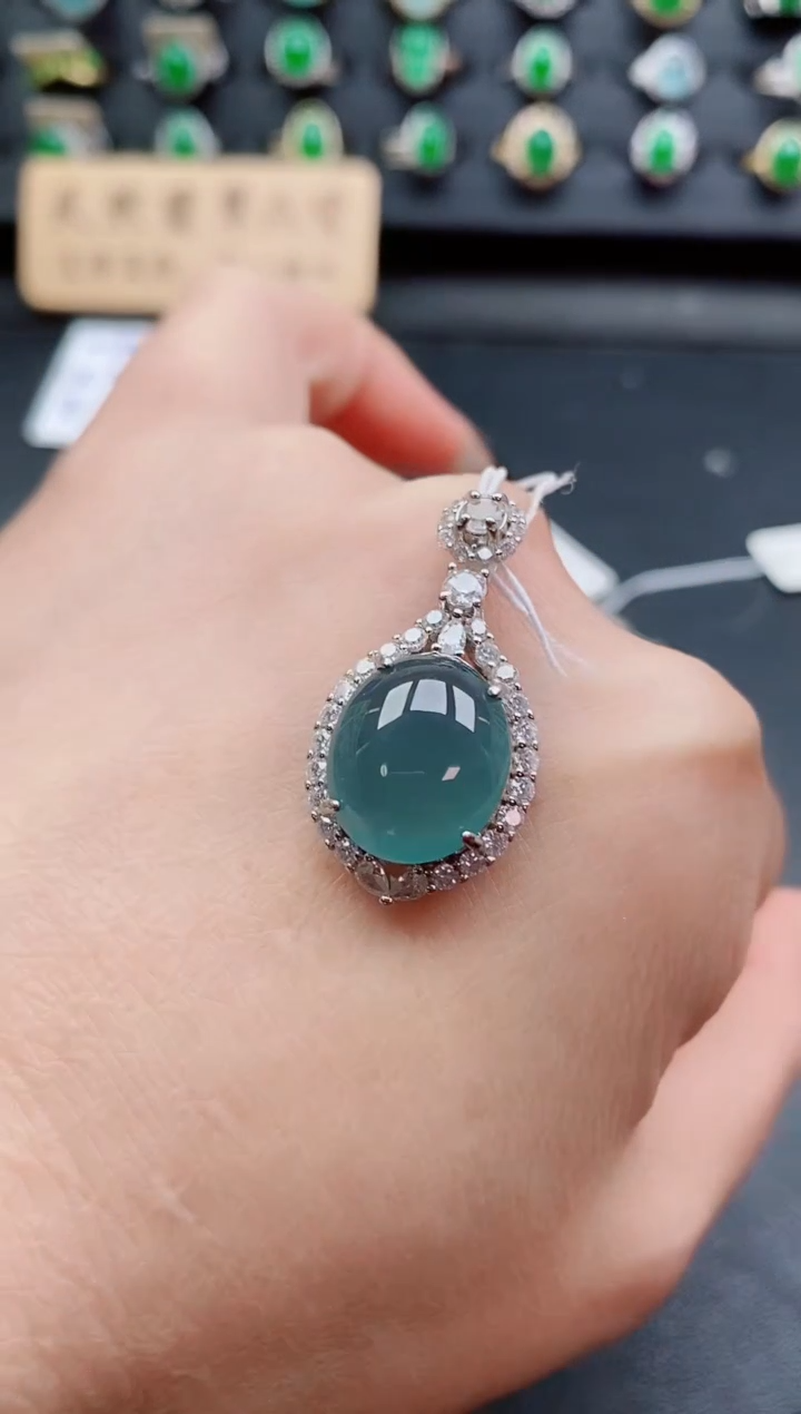 吊坠(赠链)银S925镶嵌翡翠1