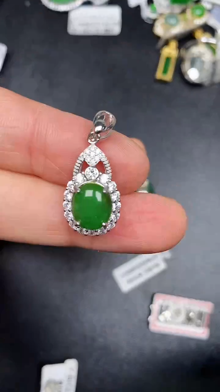 银S925镶嵌戒指翡翠9200