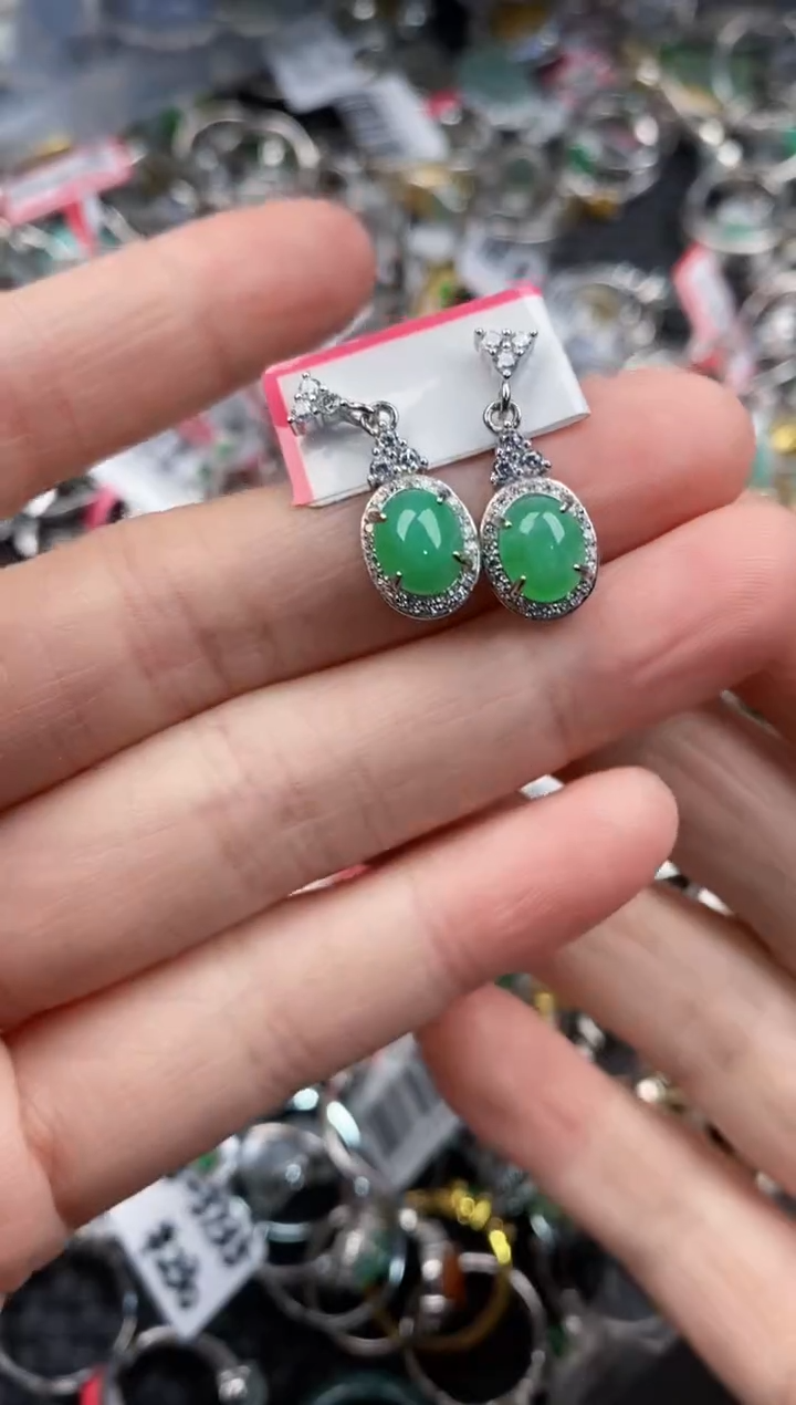 银S925镶嵌戒指翡翠999             2