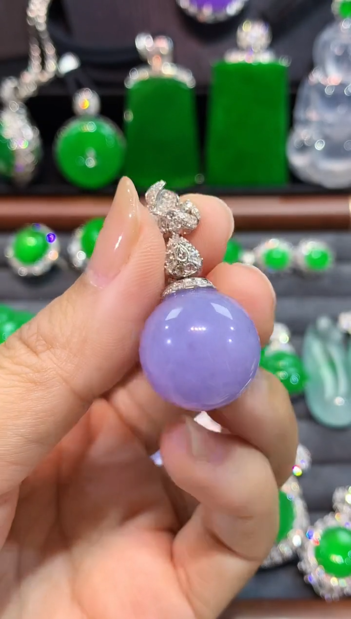 吊坠(不含链)18K金镶嵌翡翠吊坠