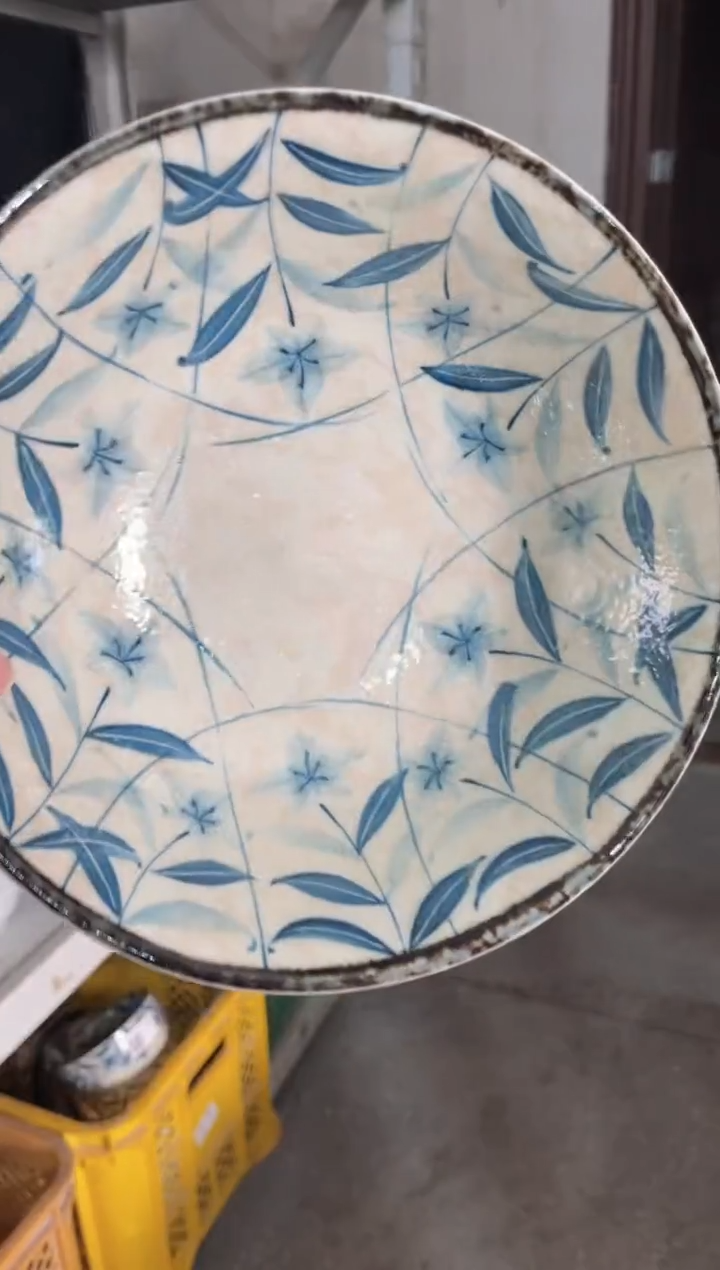 陶瓷黄泥桔梗反口大碗 微瑕