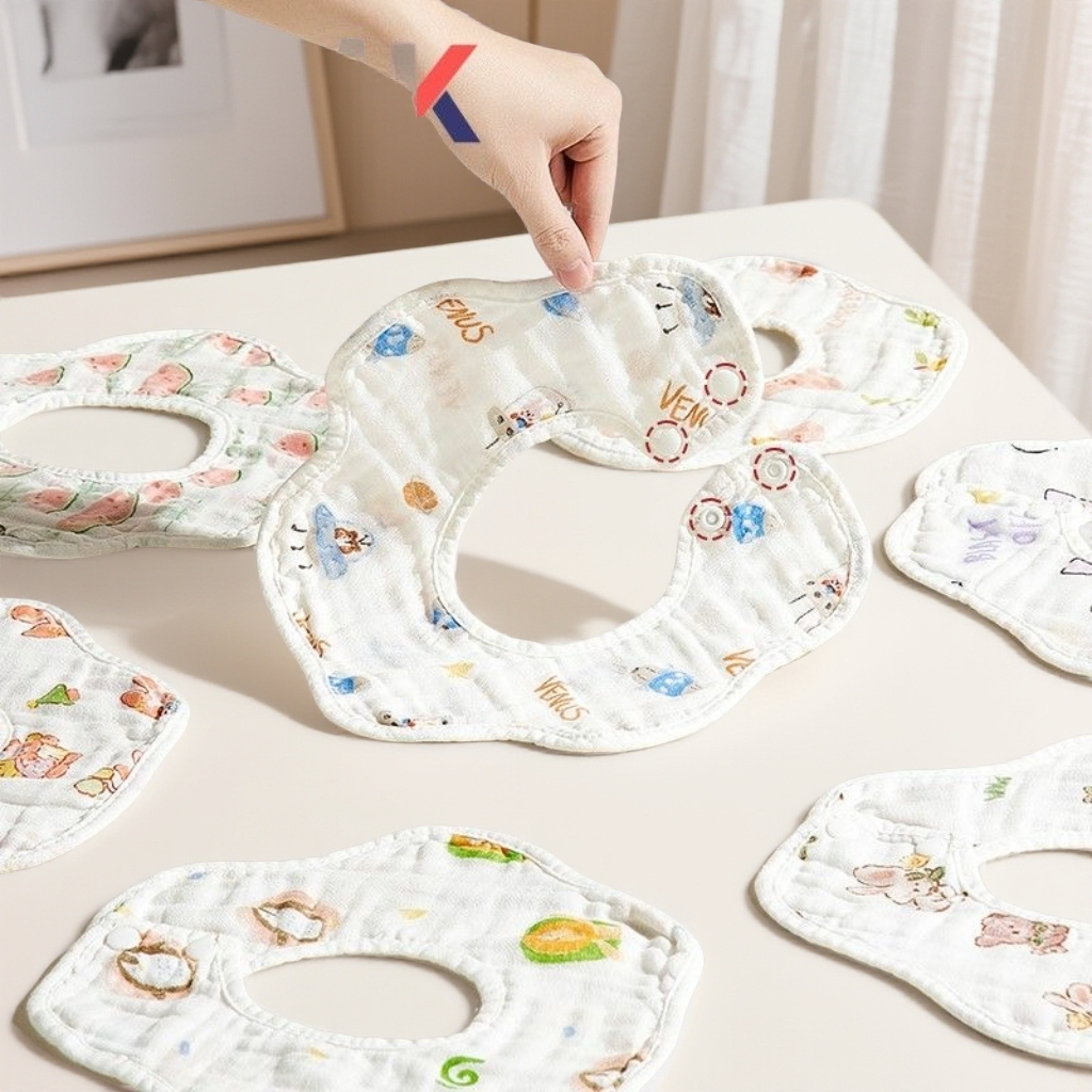 【8层纱布口水巾】A类口水巾5条纯棉纱布防吐奶围嘴薄款新生儿