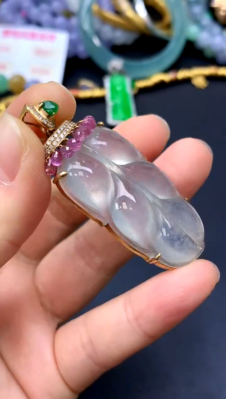 颈饰18K金镶嵌翡翠286-中国好珍宝