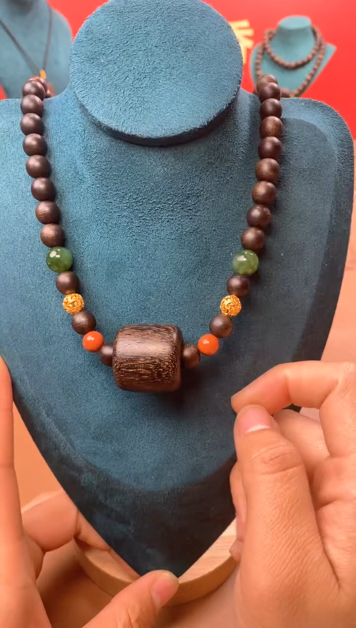 【闪购商品】沉香手串M玉化紫08三圈+虎斑留疤白沉香木雕顶珠