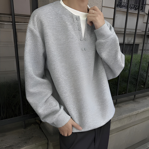 Ree seven秋季亨利领假两件小众高级感慵懒风长袖休闲上衣