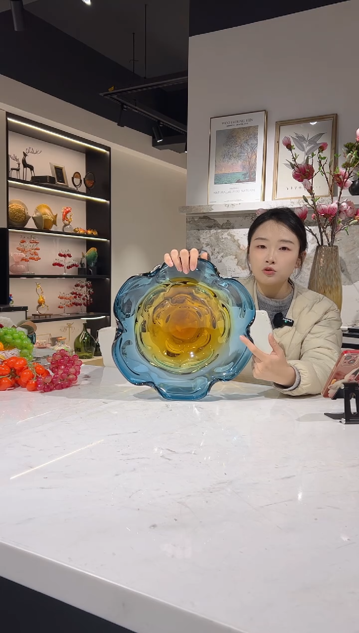 【闪购商品】琉璃蓝色渐变果盘