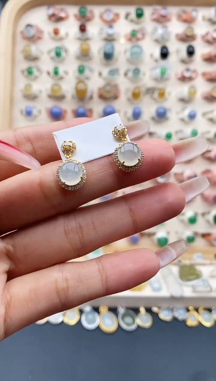 【闪购商品】翡翠戒指银S925镶嵌缅甸天然A货翡翠333  3+3