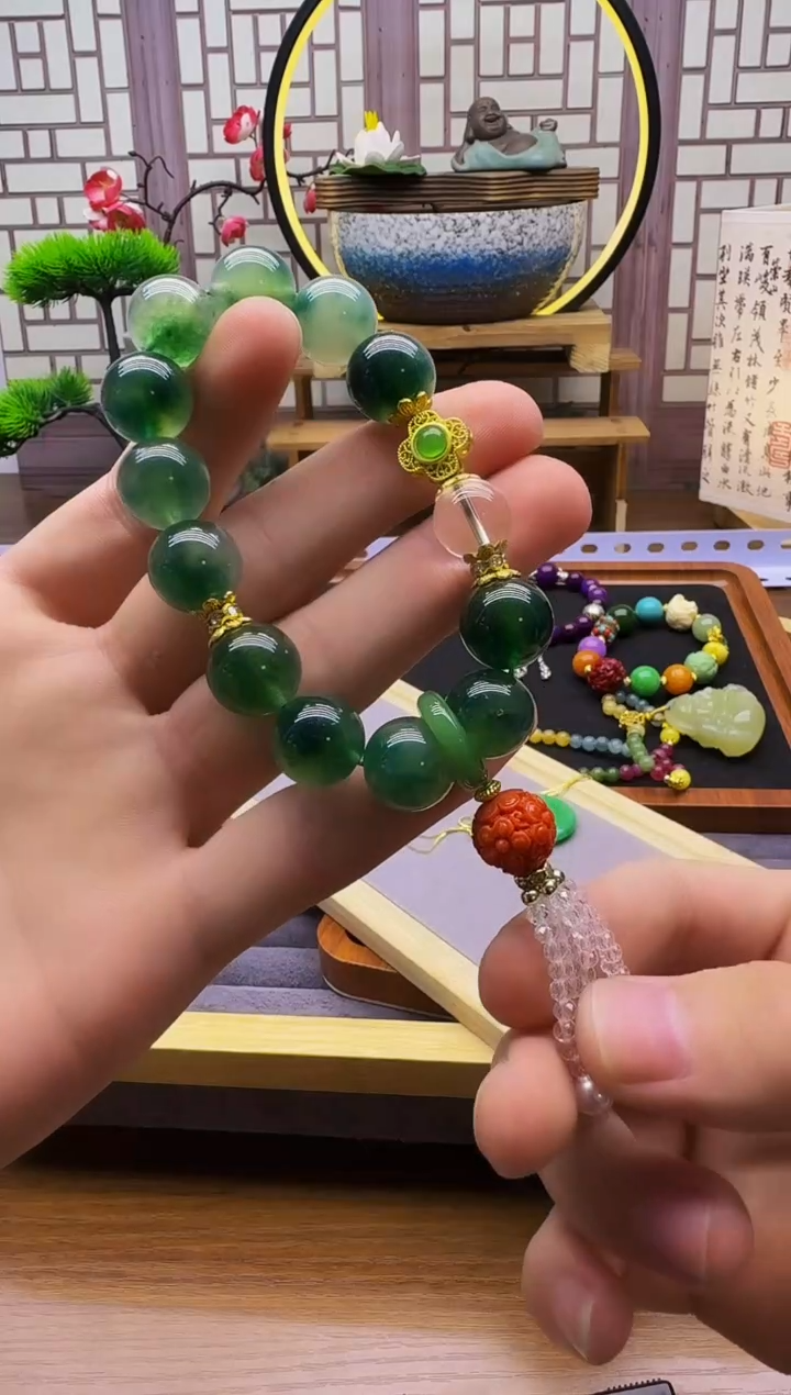 14K金镶嵌手链翡翠S298