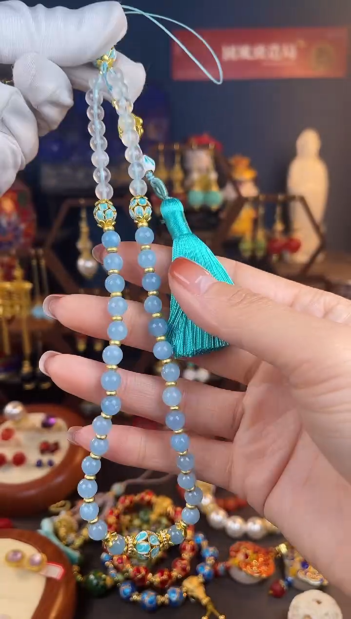 【闪购商品】海蓝宝石车挂未镶嵌海蓝宝手机链