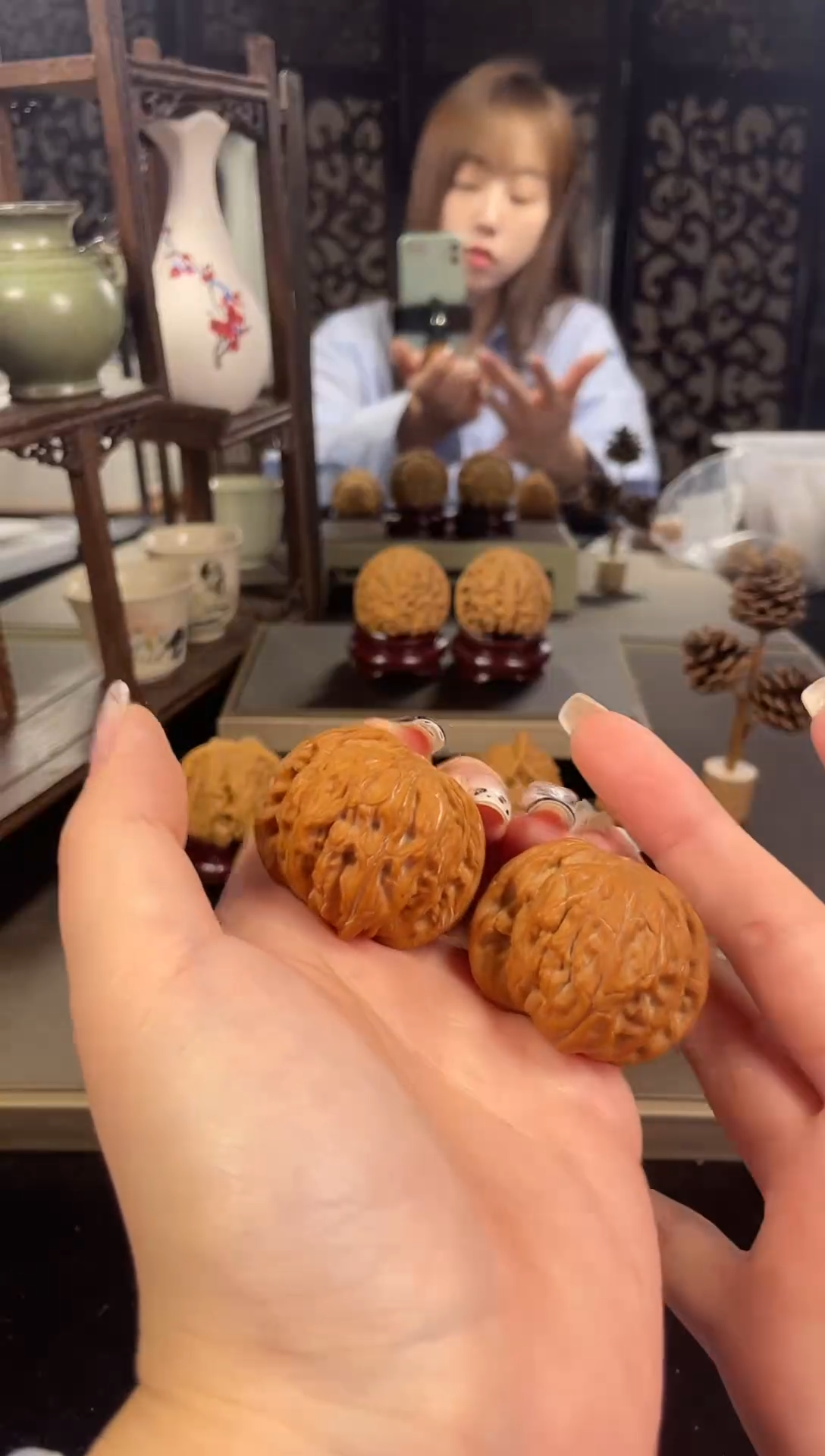 【闪购商品】文玩核桃把件磨盘40尺-11