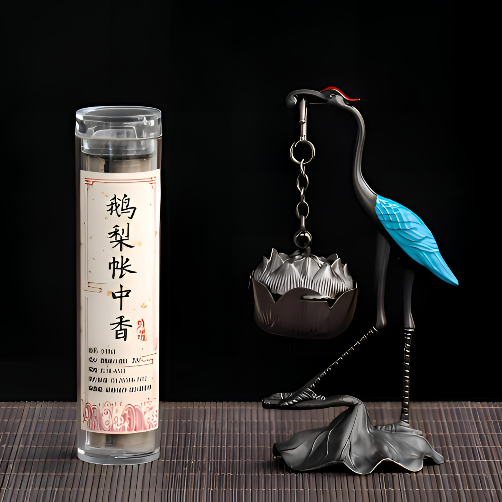ZHTJ016-蓝仙鹤莲花吊炉+祥云小盘香（鹅梨帐中香）