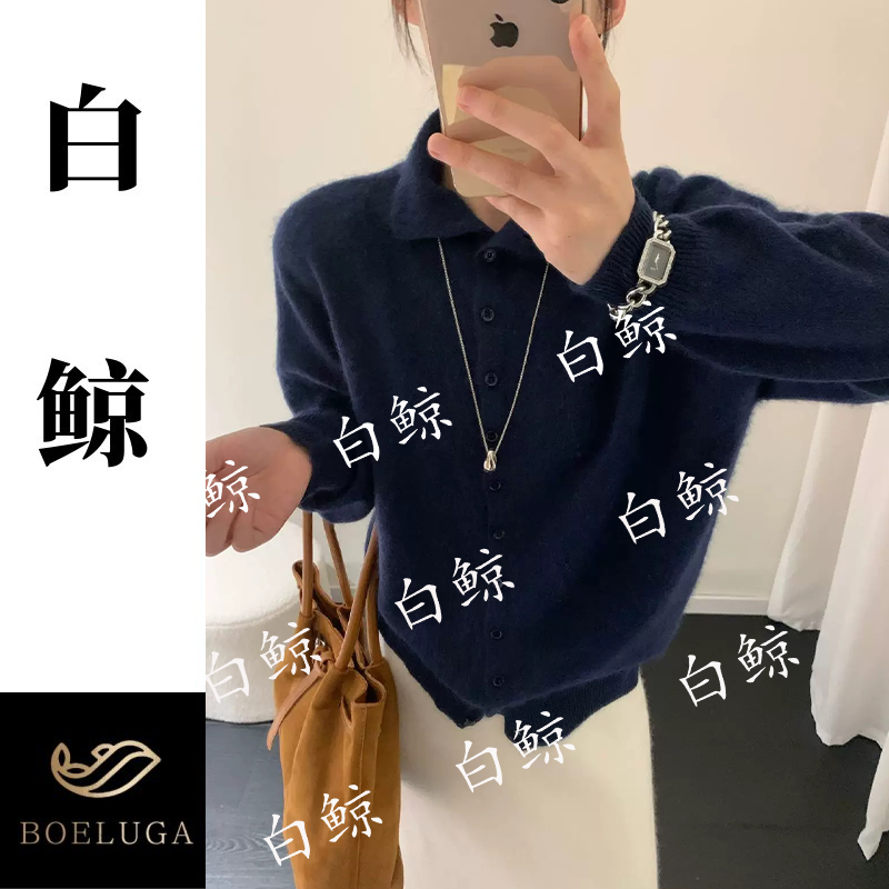 韩版翻领羊毛开衫女百搭针织衫毛衣外套极简风2896