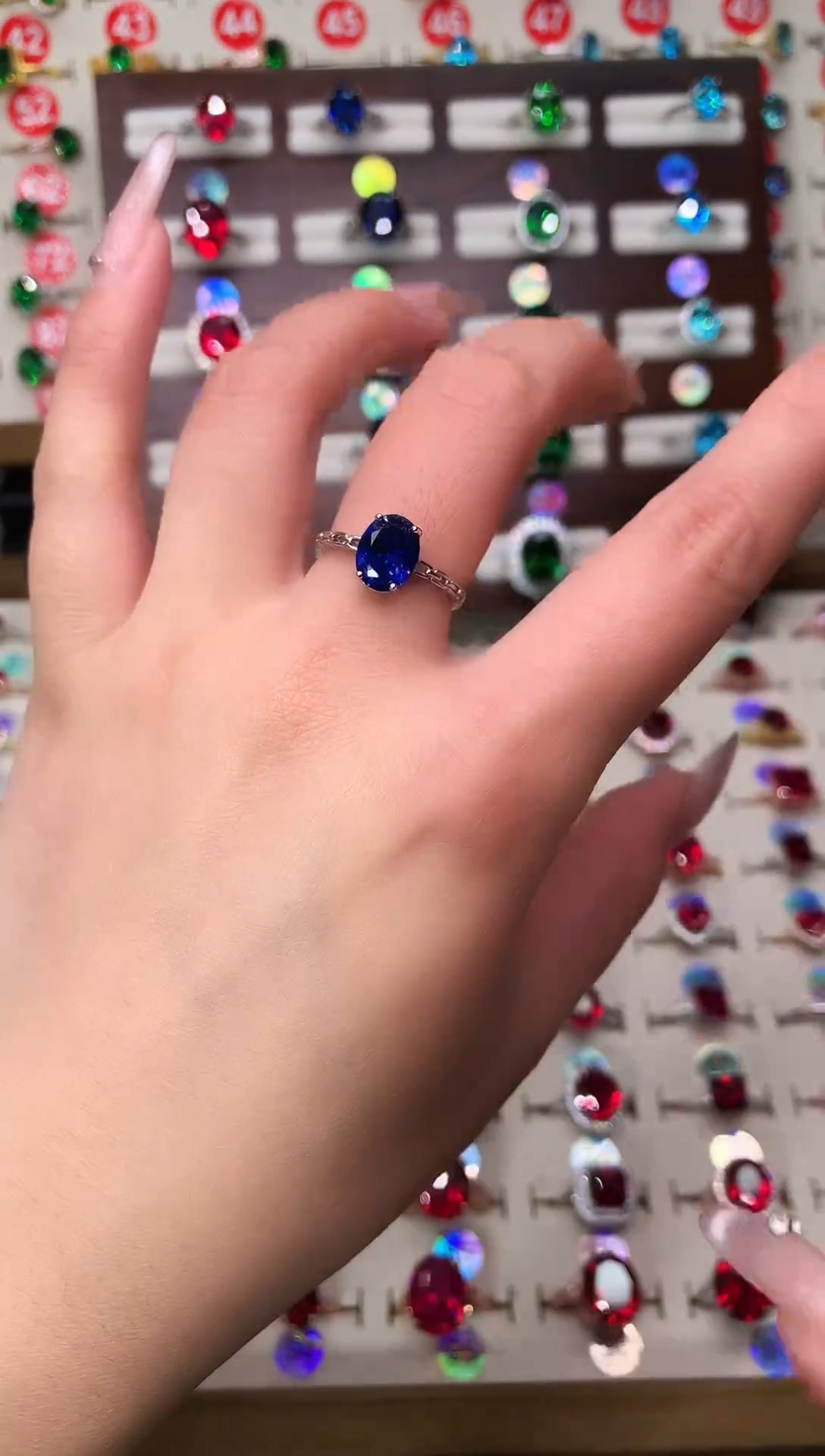 戒指蓝宝石银S925镶嵌7*9 银托