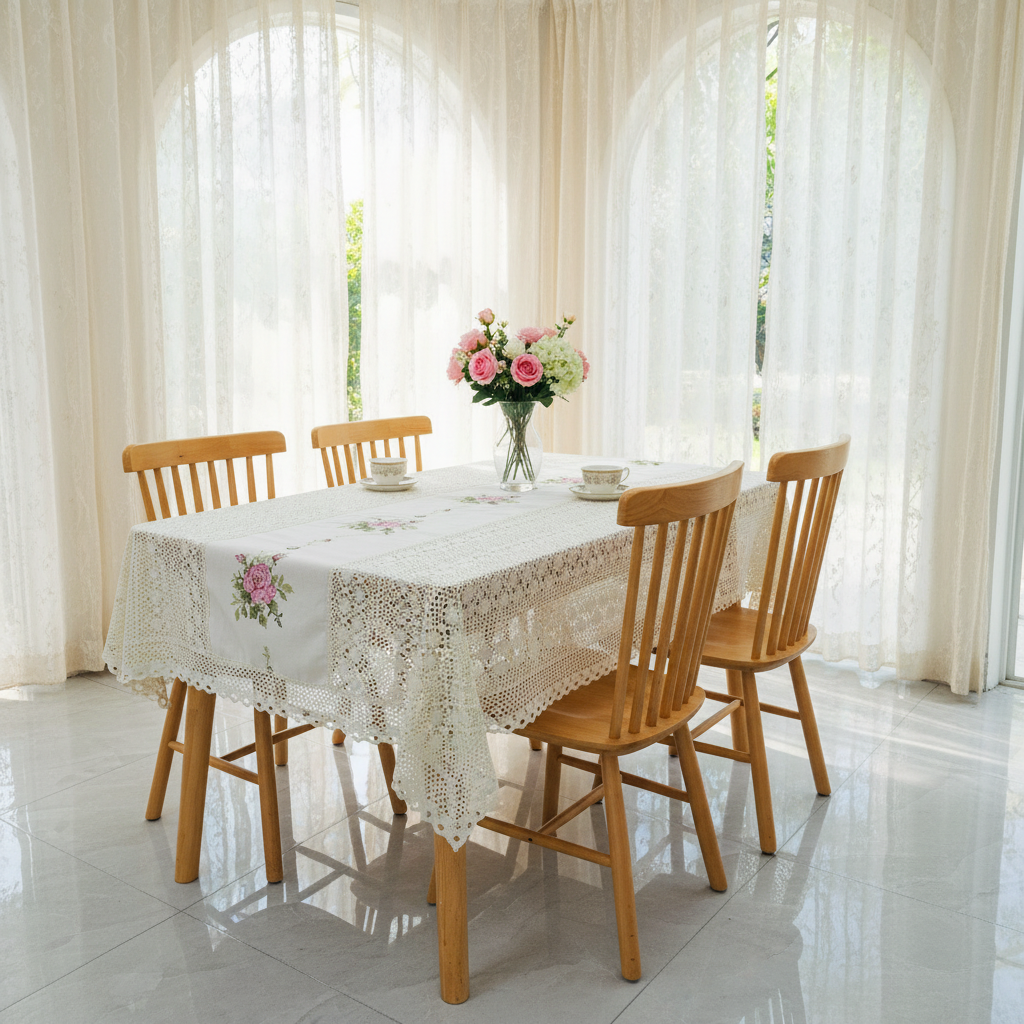 429-3【130*180cm】米色十字绣桌布茶几布电视盖巾