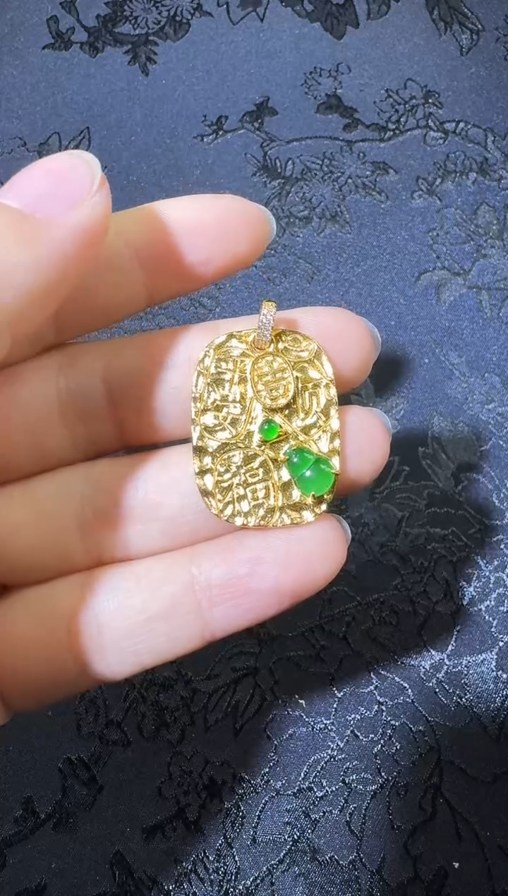 【闪购商品】翡翠吊坠(不含链)银S925镶嵌吉言牌