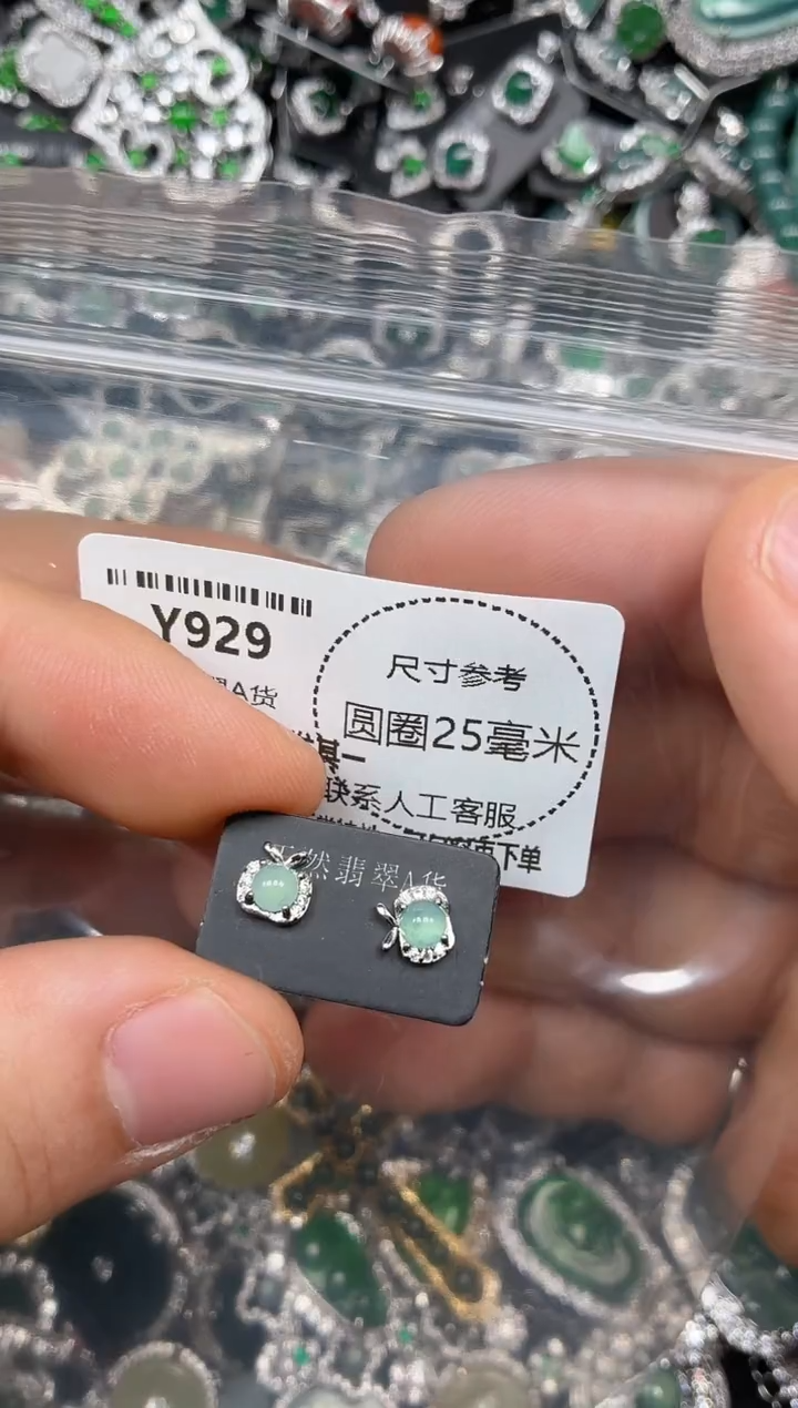 颈饰未镶嵌翡翠Z*WY929耳钉 有色花