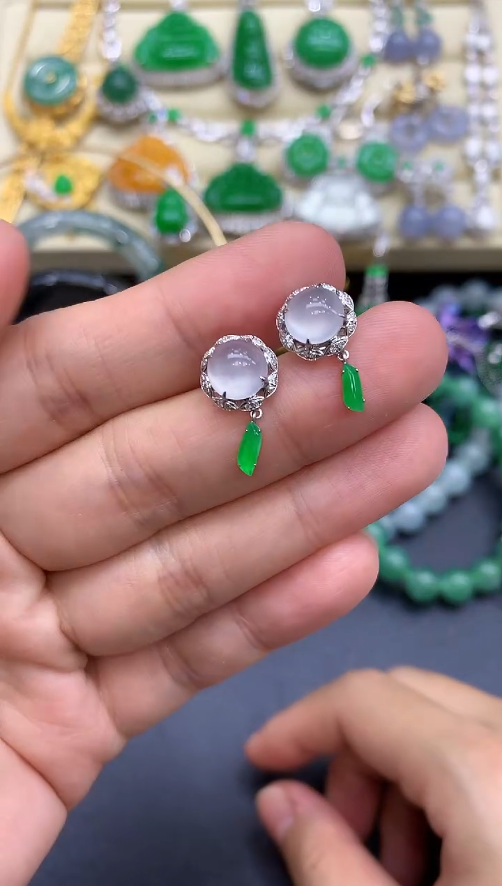 18K金镶嵌翡翠耳饰176-中国好珍宝