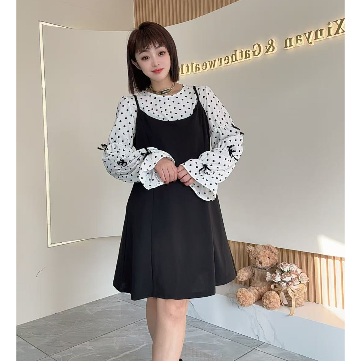 【木果甄选】慵懒风日式法式休闲风时尚套装气质秋季连衣裙韩版