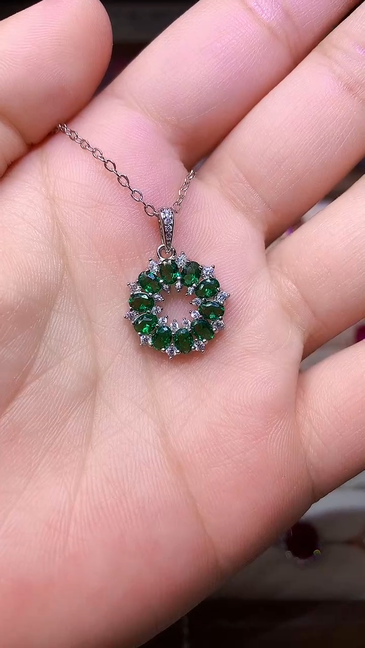 【闪购商品】祖母绿颈饰银S925镶嵌000