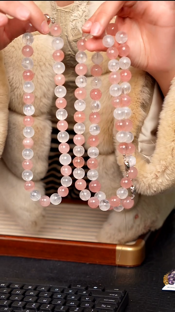 水晶摆件未镶嵌天然朱朱同款水晶项链（破价）13-14mm