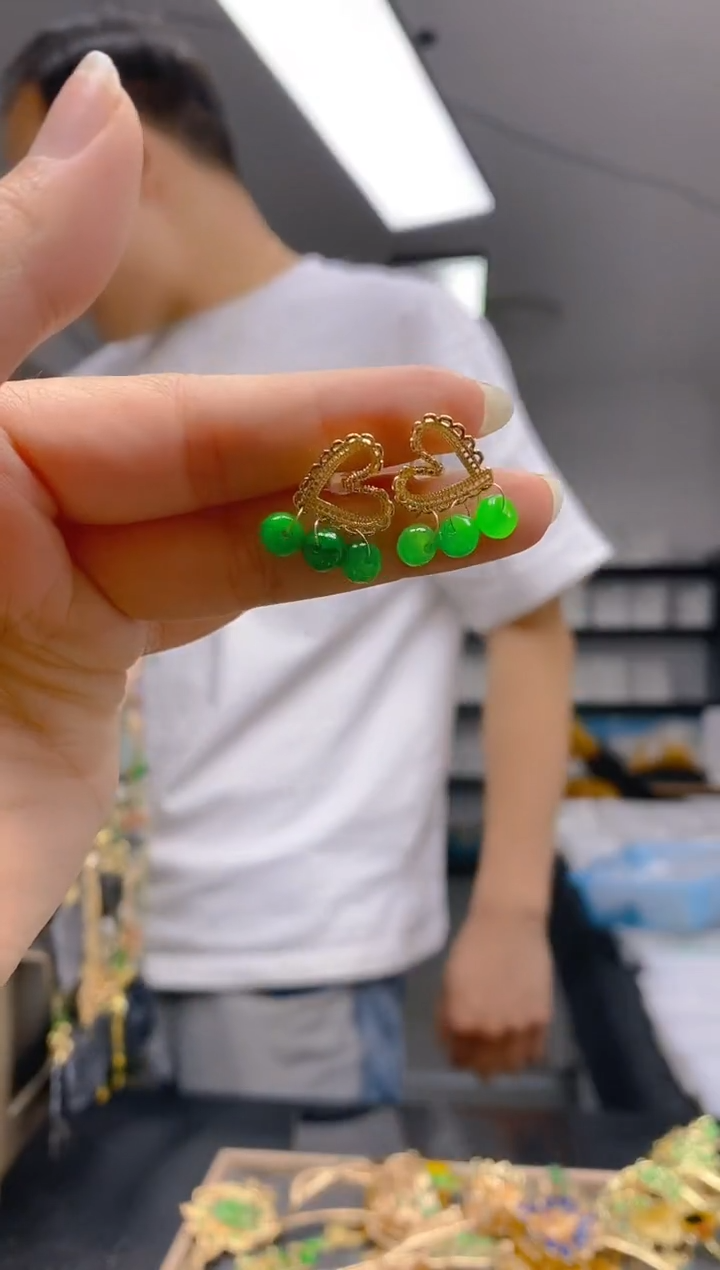 翡翠合金耳饰0359翡翠耳钉