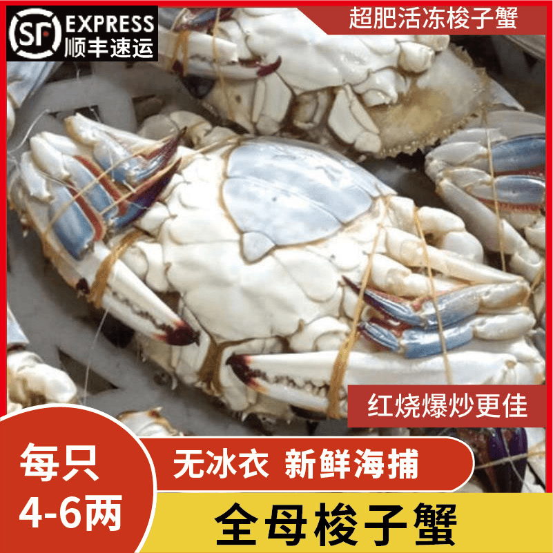 舟山蟹海鲜冷冻螃蟹公母蟹单只4-5两，到手10只约4斤【冻蟹】顺丰包邮