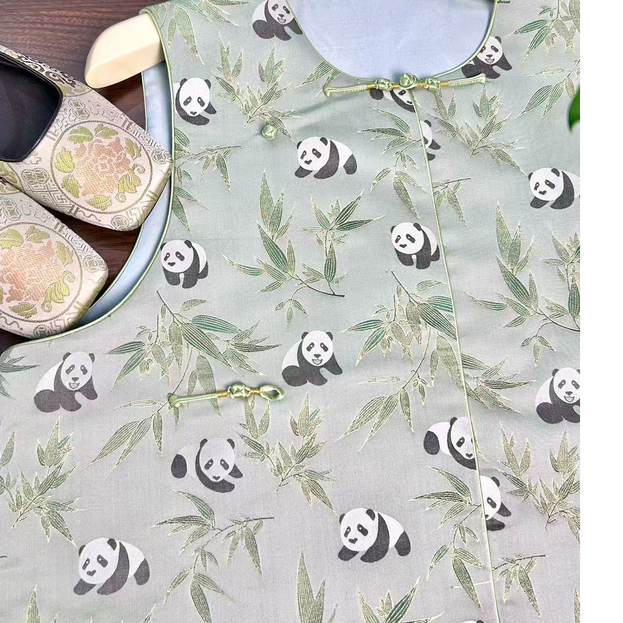 瑕疵-新中式100桑蚕丝【熊猫竹子】女士中国风中国风