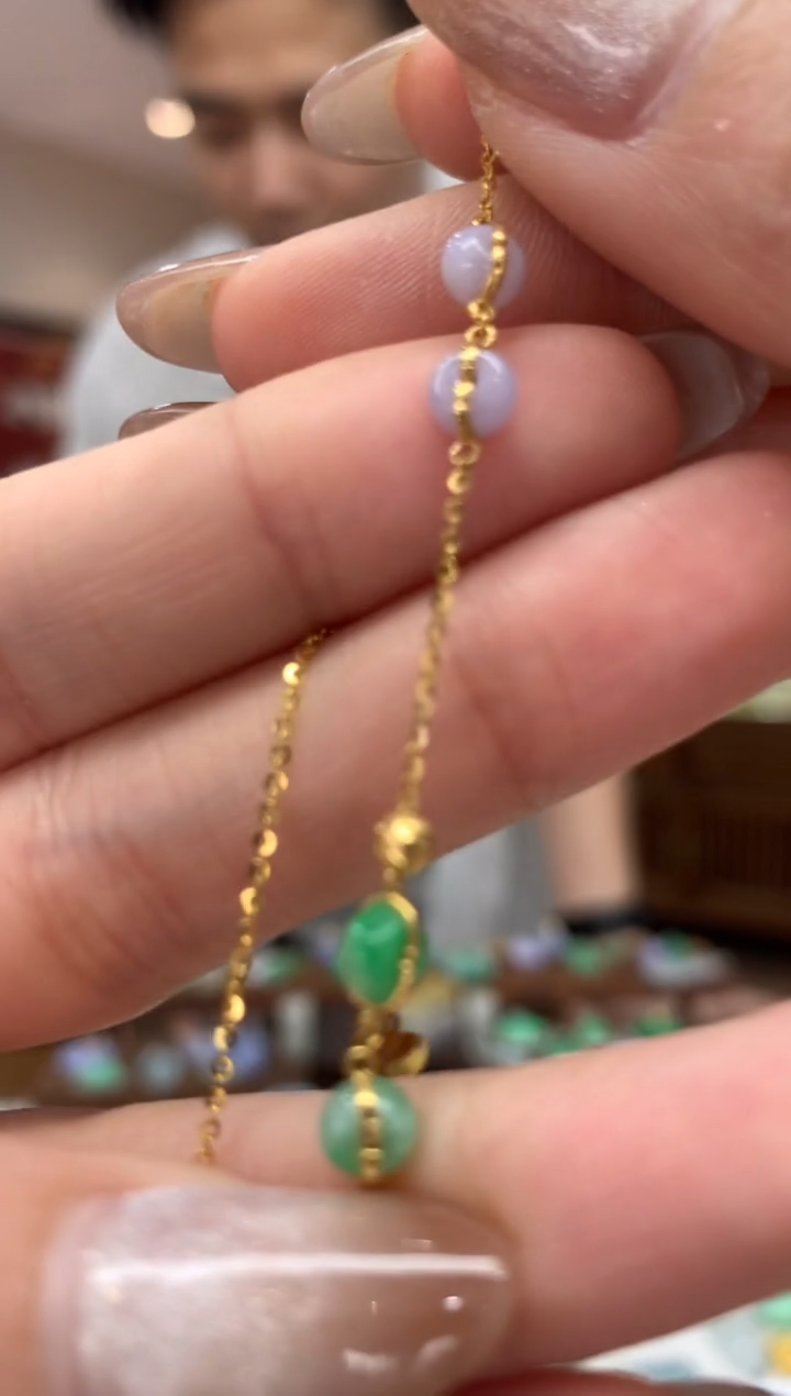 【闪购商品】18K金镶嵌翡翠手链手链