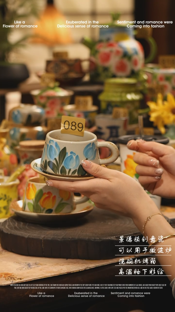 陶瓷景德镇高温釉下彩绘设计师款式