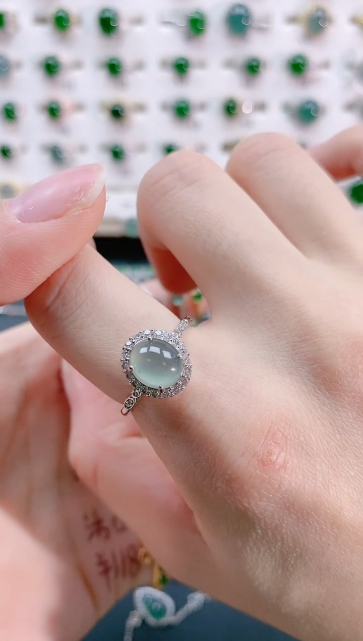 【闪购商品】翡翠戒指银S925镶嵌天然翡翠