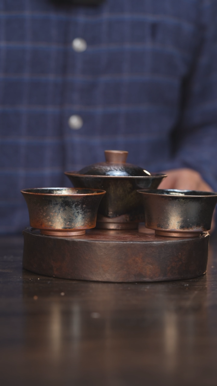 【闪购商品】杯45柴房陶瓷丨龙鳞马蹄盖碗送对杯