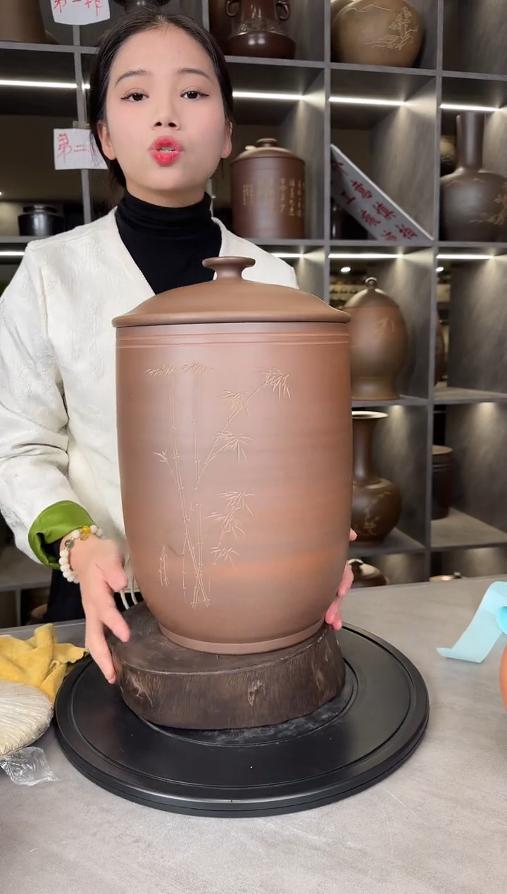 【闪购商品】罐本陶手作坭兴陶8-10斤装茶叶罐手工痕迹