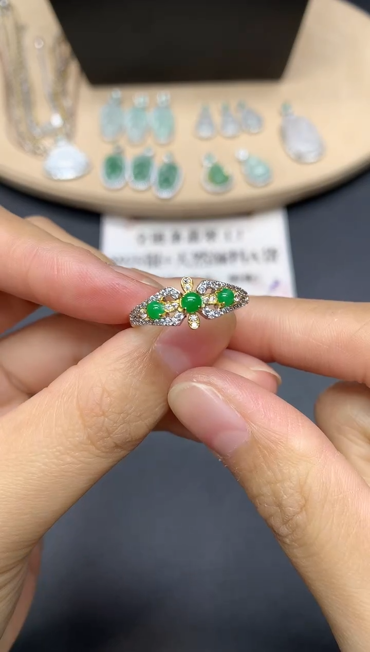 【闪购商品】翡翠戒指银S925镶嵌蛋面【多样性发其一】