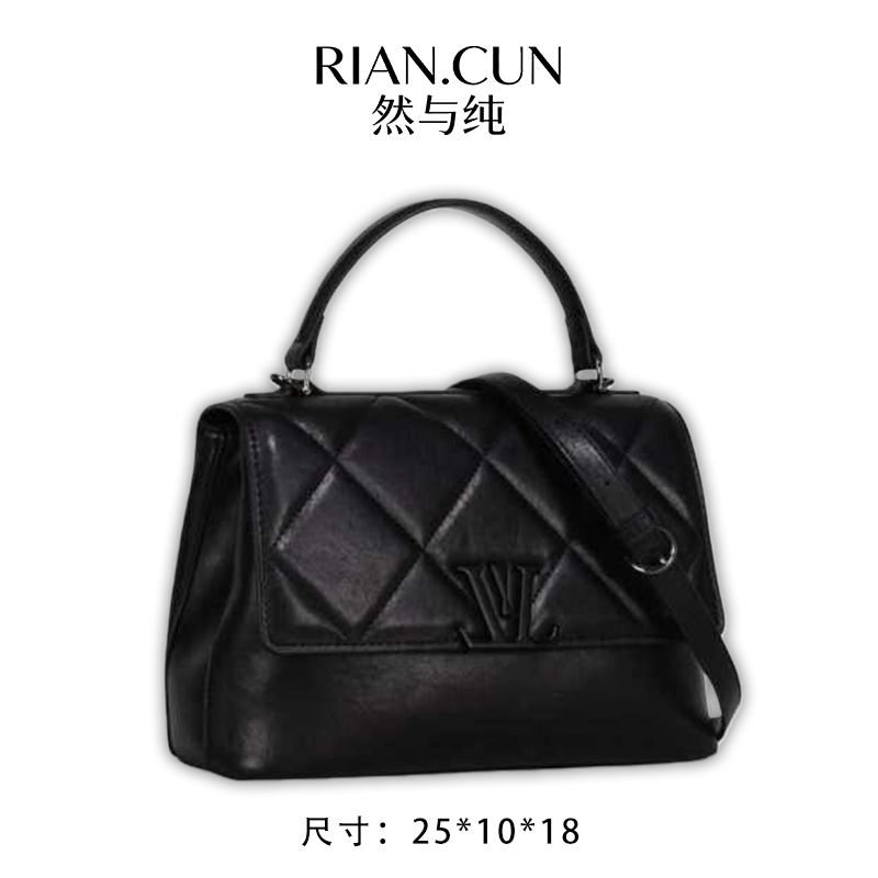 RAIN.CUN冬季2025新款轻奢设计单肩斜挎女包 GQ-77411-黑色