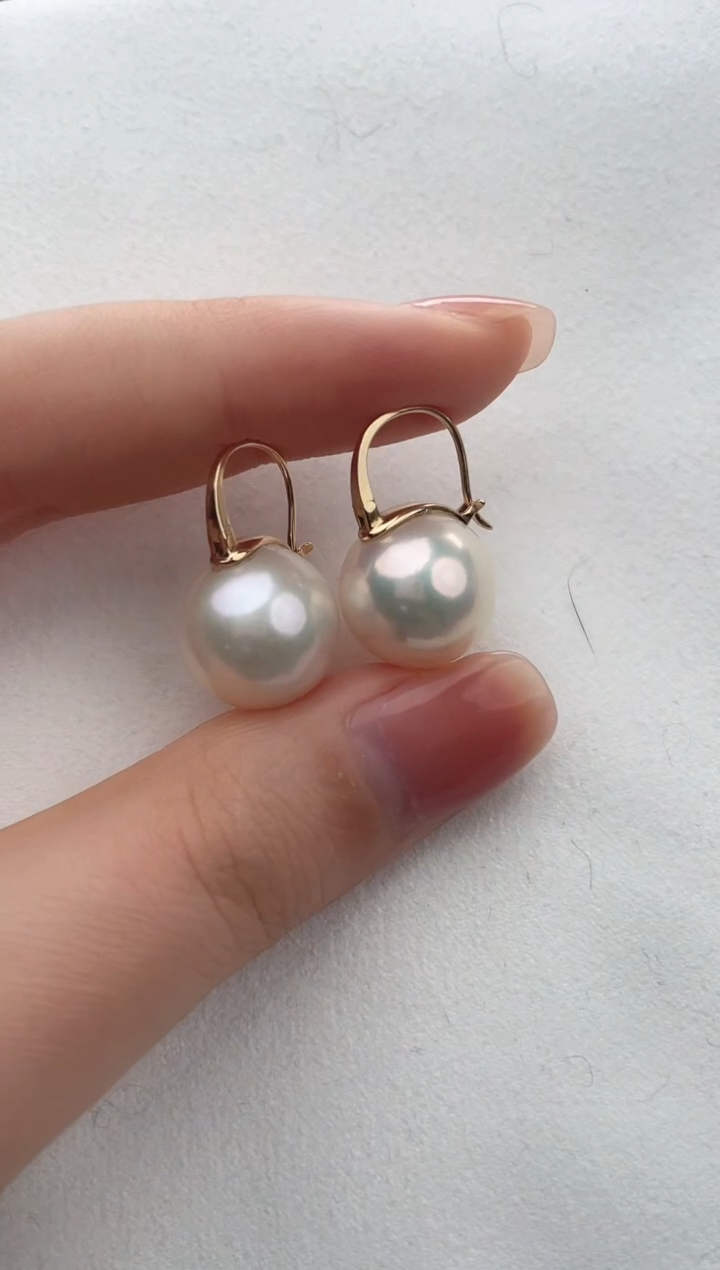 【闪购商品】淡水珍珠耳饰18K金镶嵌13-14
