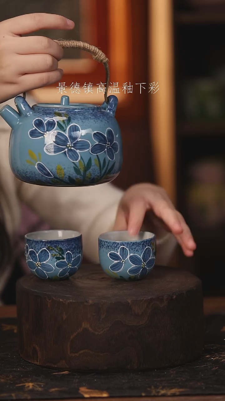 陶瓷景德镇高温釉下手绘陶瓷@L706@