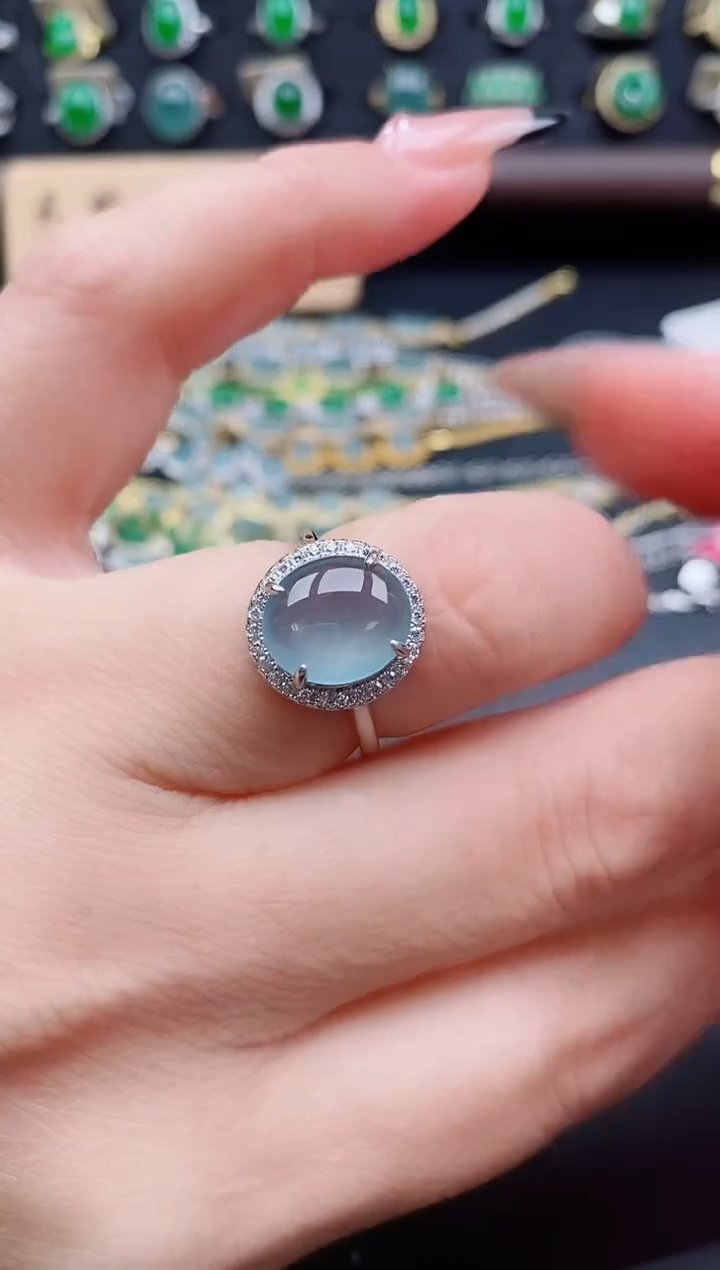 银S925镶嵌戒指翡翠1