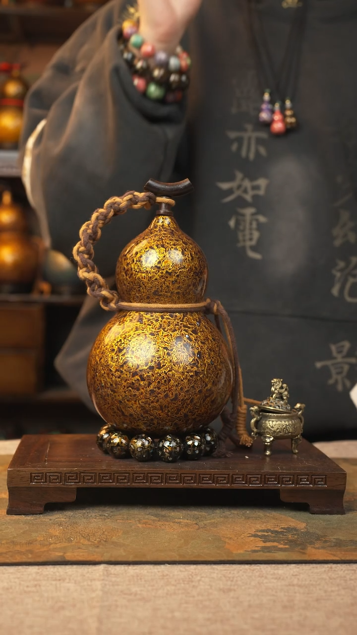 【闪购商品】96大漆葫芦黑金犀皮800ml