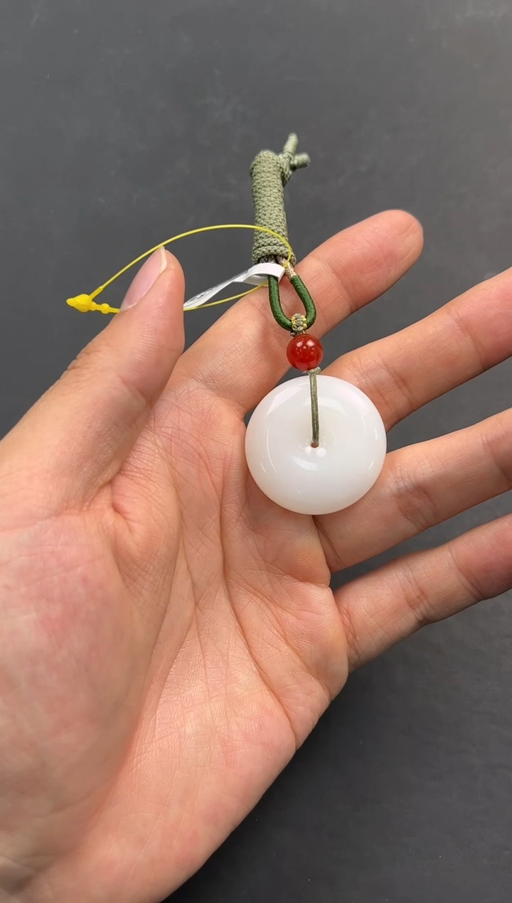 未镶嵌手串和田玉且末天泰白玉平安扣微色差