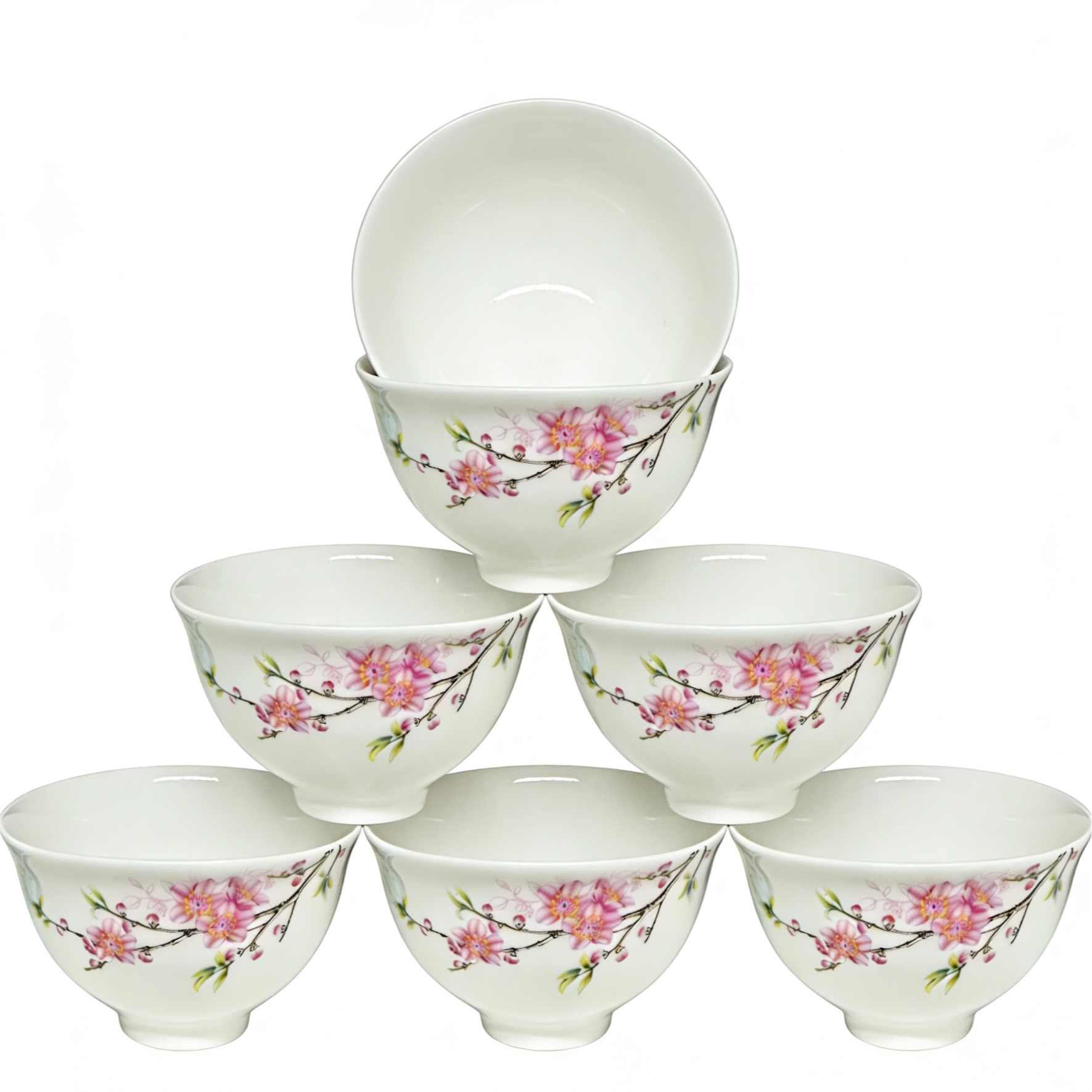 4.5英寸桃花迎春米饭碗