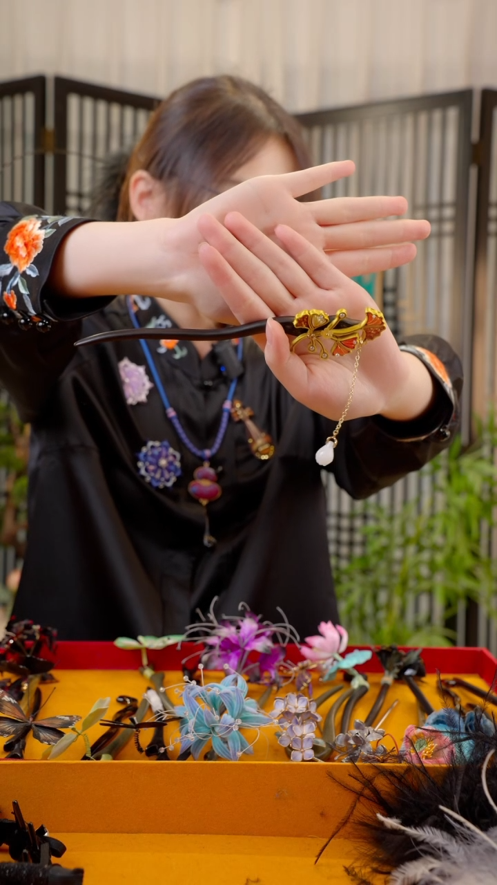 织绣秋*妹非遗手工绒花发饰