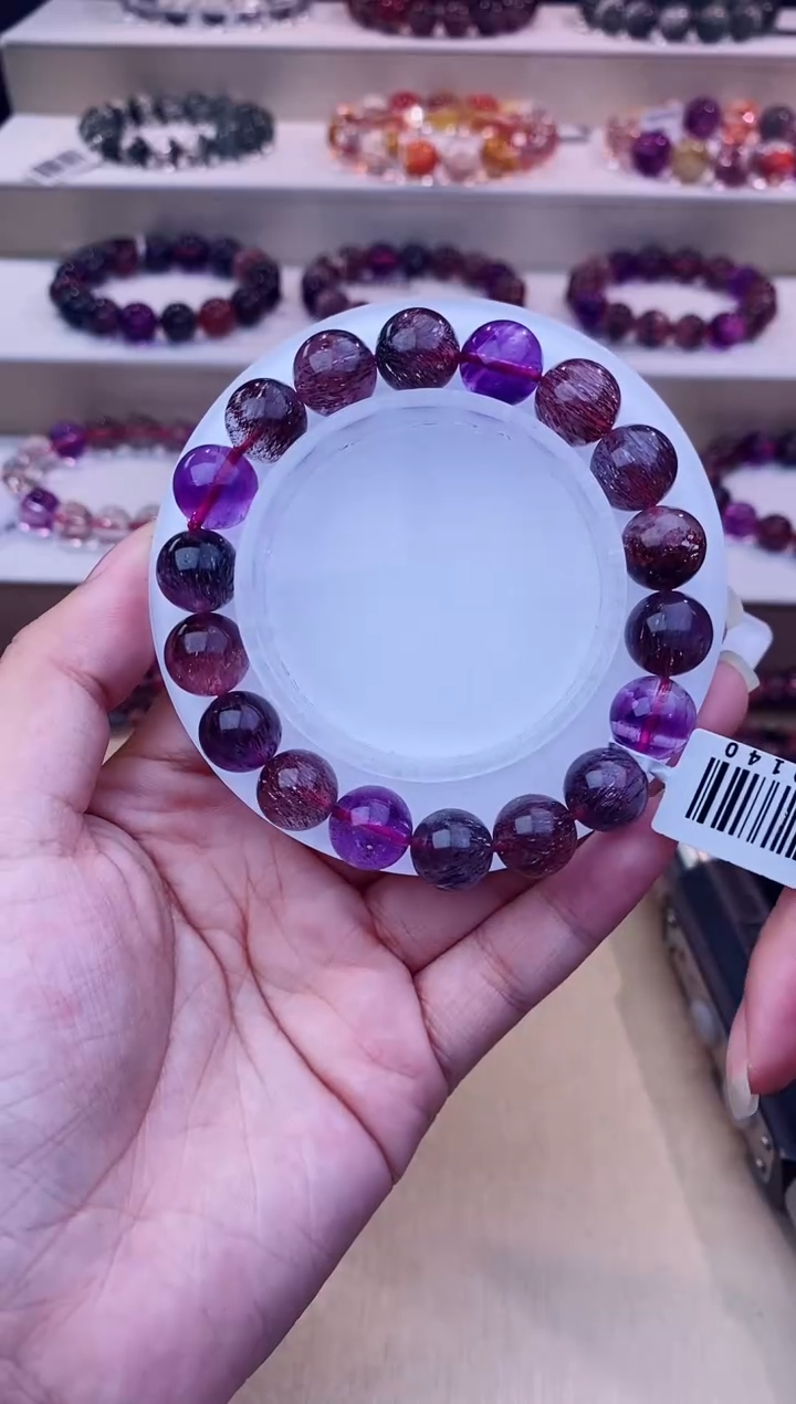 未镶嵌手链水晶黑加仑超七单圈11m+