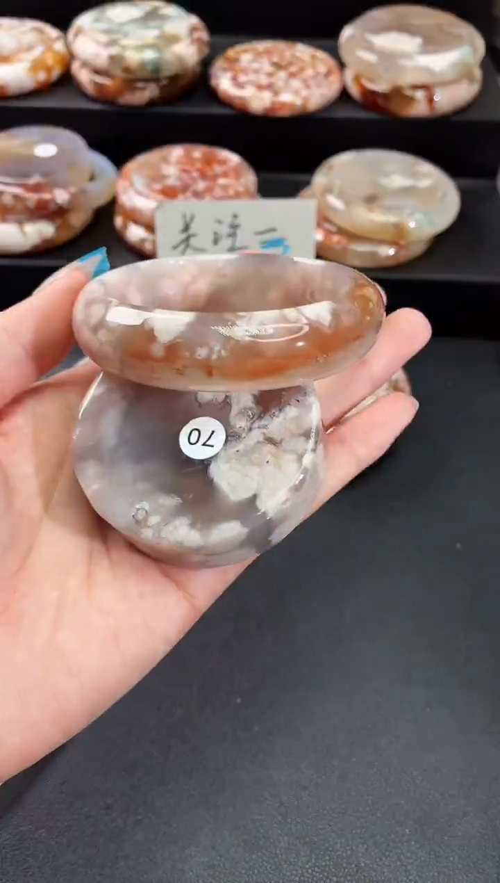 手镯玛瑙/玉髓未镶嵌石英质玉57圈56/57带(赠送镯心)